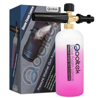 Afbeelding van Qooltek Verstelbaar schuimkanon 1 liter fles sneeuwschuim lans zeepdispenser mondstuk voor Karcher K serie K2 K3 K4 K5 K6 K7 hogedrukreiniger accessoires [energieklasse A+]