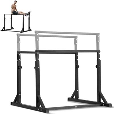 Afbeelding van VEVOR Dip Bar, 800 lbs capaciteit, Heave Duty Stand Station met Verstelbare Hoogte, Fitness Workout Bar Stabilizer Parallette Push Up Stand, Parallelle Bars voor Krachttraining Thuis