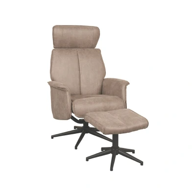 Afbeelding van Label51 Verdal fauteuil micro suede + hocker taupe Stof