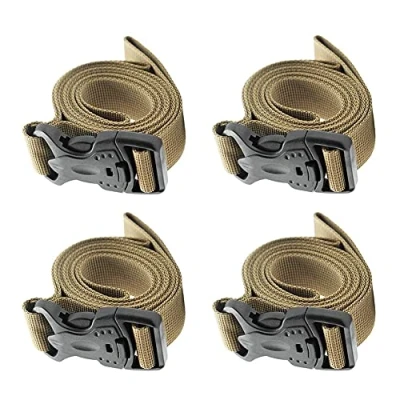 Afbeelding van Alnicov Rugzak accessoire riem bagageriemen cover slaapzak verstelbare heavy duty met quick release gesp voor buiten kamperen of dagelijks gebruik (kaki, 4 stuks)