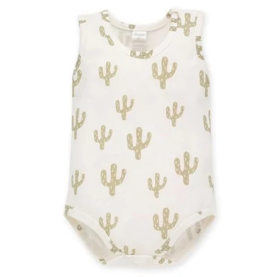 Afbeelding van Pinokio Bodysuit mouwloos Free Soul, 100% katoen, unisex 50 68 (62), ecru cactuss, 62 cm