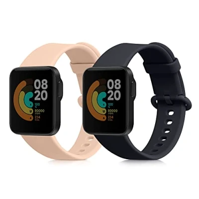 Afbeelding van kwmobile 2x horlogebandjes geschikt voor Xiaomi Mi Watch Lite / Redmi bandje Smartwatch bandjes van TPU Activity tracker horloge band in donkerblauw oudroze