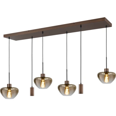 Afbeelding van Masterlight 6 lichts hanglamp Genua bruin met 4x goud glas en 2x pendel 2971 1515130256MC224