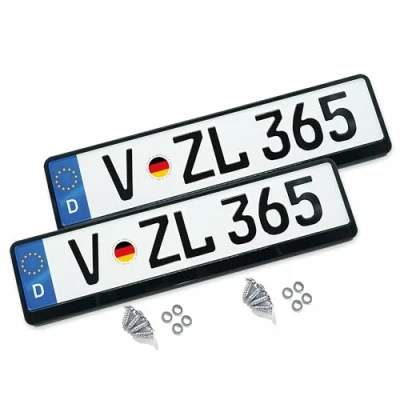 Afbeelding van VZL Kentekenplaathouder voor auto&#039;s, nummerplaathouder auto, 2 x kentekenplaathouder, nummerplaathouder, alternatief frameloos (kentekenplaathouder met bevestigingsset)