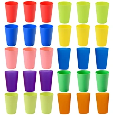 Afbeelding van PALUDO 30 Stuks Herbruikbare Kleurrijke Plastic Bekers 260ml Drinkbekers in 10 Kleuren Set voor Kinderen Feestjes Buiten Picknicks Camping Reizen Keuken