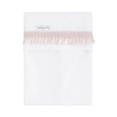 Afbeelding van Baby&#039;s Only Wieglaken Happiness Gebreide Bies Oud Roze/Ecru 80x100