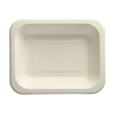Afbeelding van Topseal Menuschalen Suikerriet &quot;Pure&quot; Rechthoek 1 Vak Wit 235 x 185 42mm