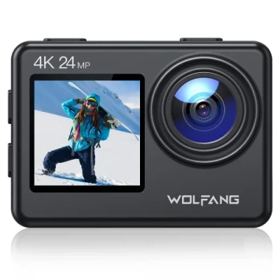 Afbeelding van WOLFANG Dual Screen Action Cam GA200 4K 24MP WiFi EIS Anti Shock Fotocamera 40M Subacquea Videocamera, Telecomando 2.4G, Caricabatterie, Batterie 2x1050mAh e Accessori