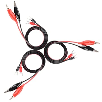 Afbeelding van stonylab Electronics Krokodillenklem naar Meetsnoeren met Spadekabels, 6 Pack 83 cm Testsnoeren Patchkabel Geïsoleerde Krokodiltestclip en Spadeplug