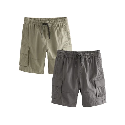 Afbeelding van Next Regular FIT 2 PACK Cargobroek voor kinderen, Maat: 146, Khaki charcoal grey