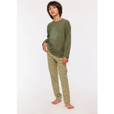 Afbeelding van Woody Jongens Heren Pyjama kakigroen maat 104/4J