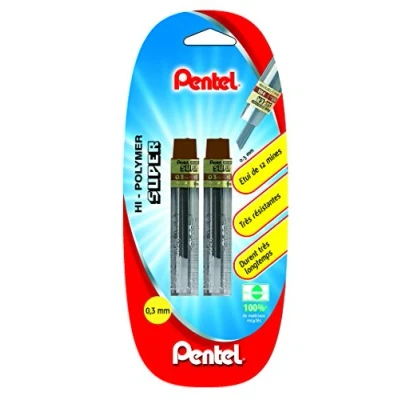 Afbeelding van Pentel navulvulling, voor 2 vulpotloden HB 0,3 mm met beschermhoes grijs