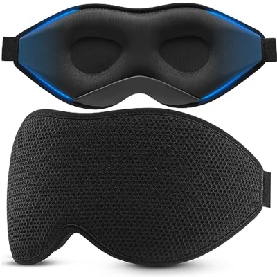 Afbeelding van OnaEz Zijdelings slaapmasker voor mannen en vrouwen, gemodificeerd 3D mesh slaapmasker, ademend comfortabel oogmasker, 13 mm oogkassen, neuspads, black out comfortabele slaapbril, reizen yoga