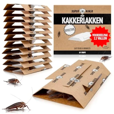 Afbeelding van Super Ninja Kakkerlakkenval 12 Vallen Zeer Effectieve Ecologische Val om Kakkerlakken te Bestrijden Gemakkelijk Gebruiken Tot 3 Maanden per