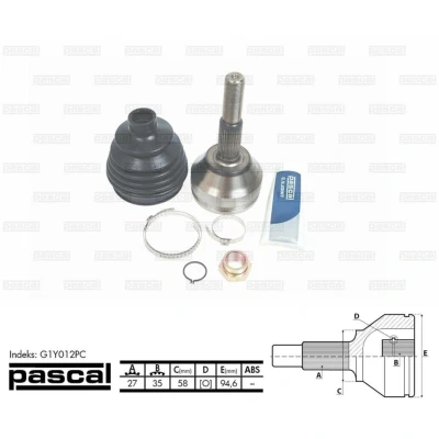 Afbeelding van Homokineet reparatie set, aandrijfas PASCAL G1Y012PC
