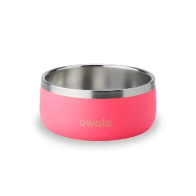 Afbeelding van Owala Pet Bowl Duurzame roestvrijstalen voer en drinkbak voor honden, katten alle huisdieren, antislipbodem, 710 ml, roze (Hyper Flamingo)
