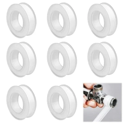Afbeelding van Lixiluxia 8 rollen teflon tape schroefdraadafdichtingstape, waterdicht, PTFE afdichtingstape, waterleiding, 12 mm x 20 m voor kraan, zwembad, keuken, buizen, industrie (wit)