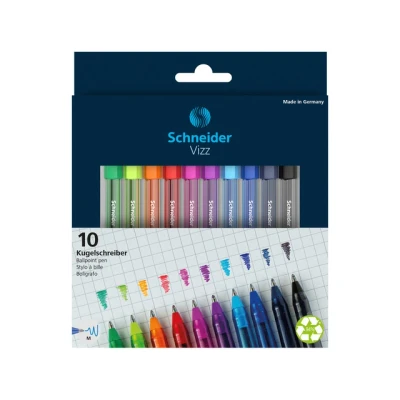 Afbeelding van Balpen Schneider Vizz M etui a 10st. ass. kleuren