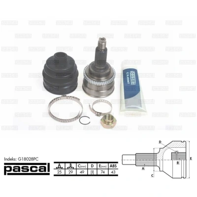 Afbeelding van Homokineet reparatie set, aandrijfas PASCAL G18028PC