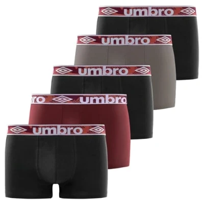 Afbeelding van Umbro Herenonderbroek, 100% katoen, boxershorts voor heren, duurzaam, natuurlijk (5 stuks), Meerkleurig, L