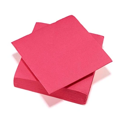 Afbeelding van Le Nappage papieren servetten Tex Touch roze fuchsia FSC® gecertificeerde recyclebaar en biologisch afbreekbaar set met 40 servetten, groot formaat 38 x cm,