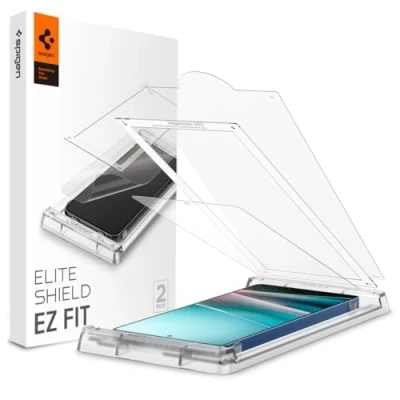 Afbeelding van Spigen EliteShield EZ Fit Screenprotector compatibel met Samsung Galaxy S25 Ultra, 2 Stuks, sjabloon voor installatie, Case friendly, 9H Gehard Glas