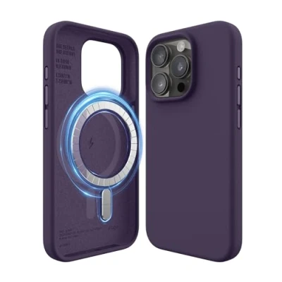 Afbeelding van elago Magnetische Silicone Hoesje Compatibel met iPhone 15 Pro Case, MagSafe Alle Accessoires, Ingebouwde Magneten, Premie Siliconen [5 Laags Structuur] (Dieppaars)