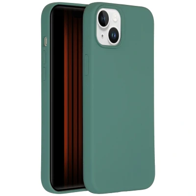 Afbeelding van Apple iPhone 15 Plus MagSafe Hoesje Siliconen en TPU (zacht) Accezz Softcase/Backcover Donkergroen Telefoonhoesje
