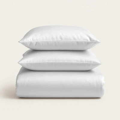 Afbeelding van Dekbedovertrek set Effen Katoensatijn Premium Wit 1 Persoons 140x200/220