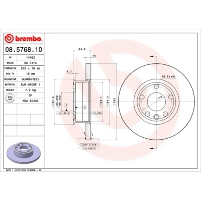 Afbeelding van Brembo Remschijf 08.5768.10