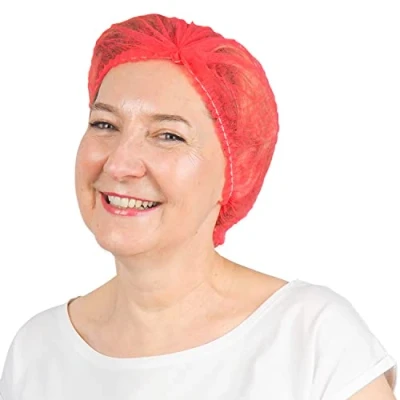 Afbeelding van ARNOMED haarnet, chirurgische muts van wegwerpstof rood, 100 stukss, hygiëne accessoires voor de geneeskunde, hoofdkapjes 52cm, haarnet wegwerp mannen/vrouwen, haarbedekking