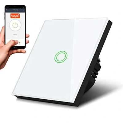 Afbeelding van Maclean schakelaar Slimme WiFi Touch Light Switch compatibel met Tuya APP Muurschakelaar Glazen kleur veranderende LED