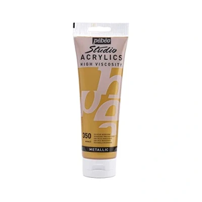 Afbeelding van PEBEO Studio Acrylics Hoge Viscositeit, Fijn Acryl, 250 ml Iriserend Rijk Goud, 8,45 Fl Oz (Pack van 1), (169 350)