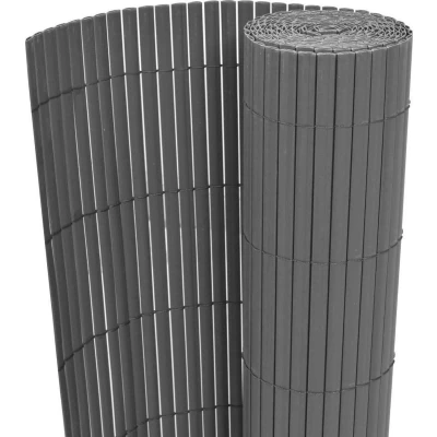 Afbeelding van Tuinafscheiding dubbelzijdig 90x300 cm PVC grijs