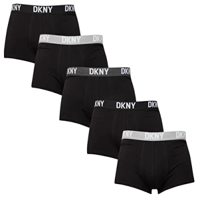 Afbeelding van DKNY Boxershorts voor heren met contrasterende merkband in ademende katoenen short, Zwart/Grijs/Navy/Houtskool/Wit, S