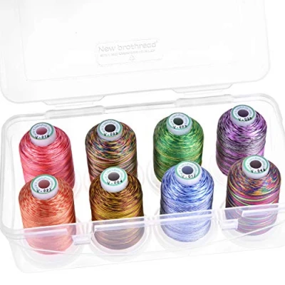 Afbeelding van New brothread 15 Opties 8 Opklikbare Spoelen van 1000m elk Polyester Machine Borduurgaren met Doorzichtige Plastic Opbergdoos voor Borduren en Quilten Variegated Colour1