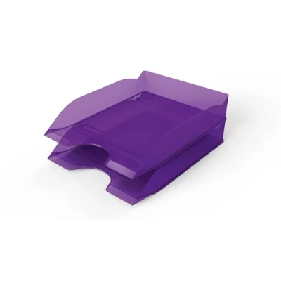 Afbeelding van Durable Briefbakje BASIC A4, paars doorschijnend, opbergvakken stapelbaar, 6 stuks, 1701674992