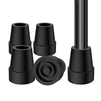 Afbeelding van supregear Cane Tips (4 Pack), Antislip Stabiel 19 mm Vervangende Rietpunt voor Walking Crutch Stokken High Strength Rubber en Koolstof Zwart Gemengd Voetkussen Opvouwbaar Accessoire,