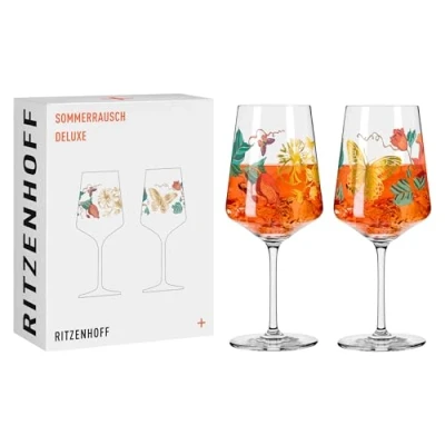 Afbeelding van RITZENHOFF 2841020 aperitiefglas Sprizz set van 2 500 ml Serie Sommerrausch Deluxe met kleurrijke collage Made in Germany