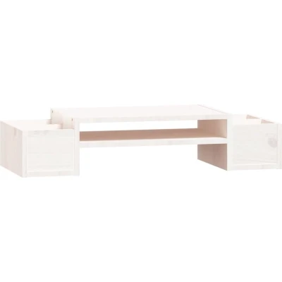 Afbeelding van vidaXL Monitorstandaard 70x27,5x15 cm massief grenenhout wit