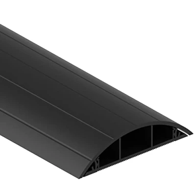 Afbeelding van Habengut vloerkabelgeleiding van pvc, zwart, halfronde kabelbrug voor maximaal 3 kabels/breedte 7,5 cm, lengte 1,5 m