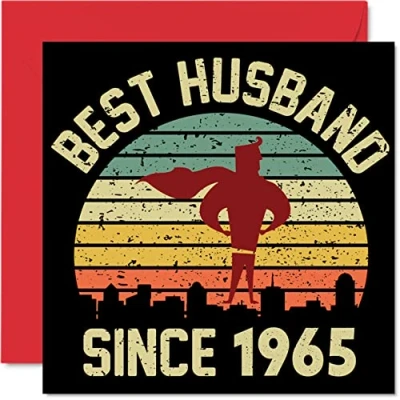 Afbeelding van 58e verjaardagskaart voor echtgenoot van vrouw Beste sinds 1965 I Love You Gifts, Happy 58th Wedding Anniversary Cards partner, 145 mm x wenskaarten vijftig achtste