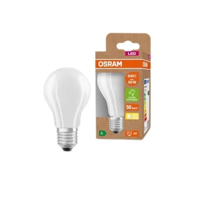 Afbeelding van OSRAM LED spaarlamp, matglazen lamp, E27, warm wit (3000K), 4 watt, vervangt 60W gloeilamp, zeer efficiënt en energiebesparend, pak van 6