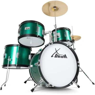 Afbeelding van XDrum Junior Pro Emerald Green Sparkle Drumset Kinderdrumstel (Groene)