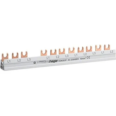 Afbeelding van Hager KDN363F fasesch. 3P+N 63A 10qmm 12 Eenh.Vorkaansluiting geïsoleerd grijs