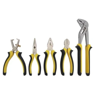 Afbeelding van Tangenset Toolland 5 stuks (Combinatietang, Zijsnijtang, Halfronde bektang, Waterpomptang, Kabelstripper)