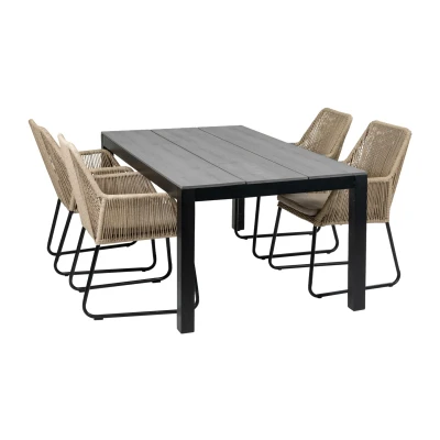 Afbeelding van 4 Seizoenen Tuinmeubelen 5 delige tuinset Mona tuinstoelen 180cm Cyprus tuintafel