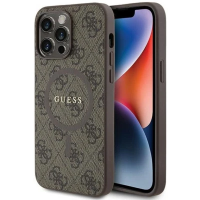 Afbeelding van Guess 4G Colored Ring Back Case (MagSafe Compatible) Apple iPhone 15 Pro Max (6.7&quot;) Bruin
