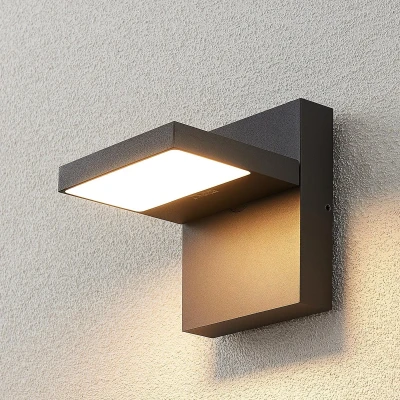 Afbeelding van Lucande LED wandlamp buiten 1licht aluminium, kunststof H: 16.1 cm grafietgrijs (RAL 840 M), wit Inclusief lichtbron