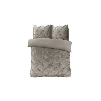 Afbeelding van Dekbedovertrek Velvet Pintuck Lits Jumeaux (240x220 cm) Zand Microvezel Dessin: Patroon Sleeptime Dekbed Discounter.nl